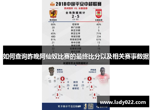 如何查询昨晚阿仙奴比赛的最终比分以及相关赛事数据
